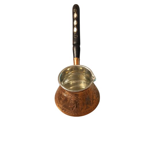 Vintage Copperbull Turkish Coffee Pot Handle Inlaid with Mother of Pearl - Picture 10 of 16